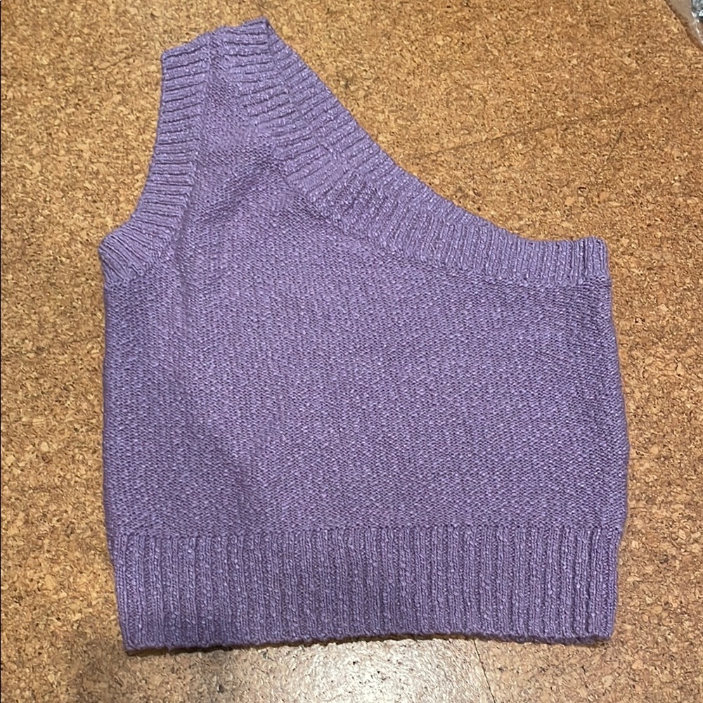 Madewell Purple One-Shoulder Sweater